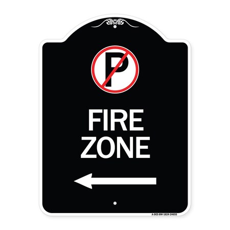 Signmission No Parking Symbol and Left Arrow Heavy-Gauge Aluminum Architectural Sign, 24" x 18", BW-1824-24655 A-DES-BW-1824-24655